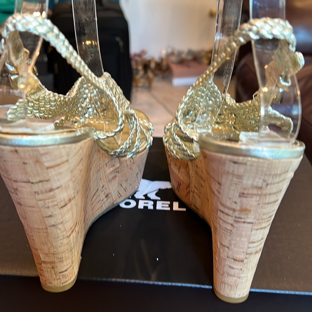 Carlos Santana Horizon Sandals in Silver Braided Top and Cork Wedge Sz 8.5 NEW - Picture 14 of 14